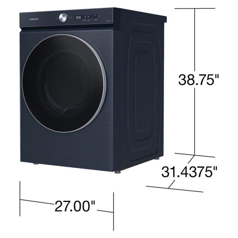 Electric Dryers |  Samsung Bespoke 7.6 cu. ft. Ultra Capacity Electric Dryer in Brushed Navy – DVE53BB8900D Blue Electric Dryers Blue