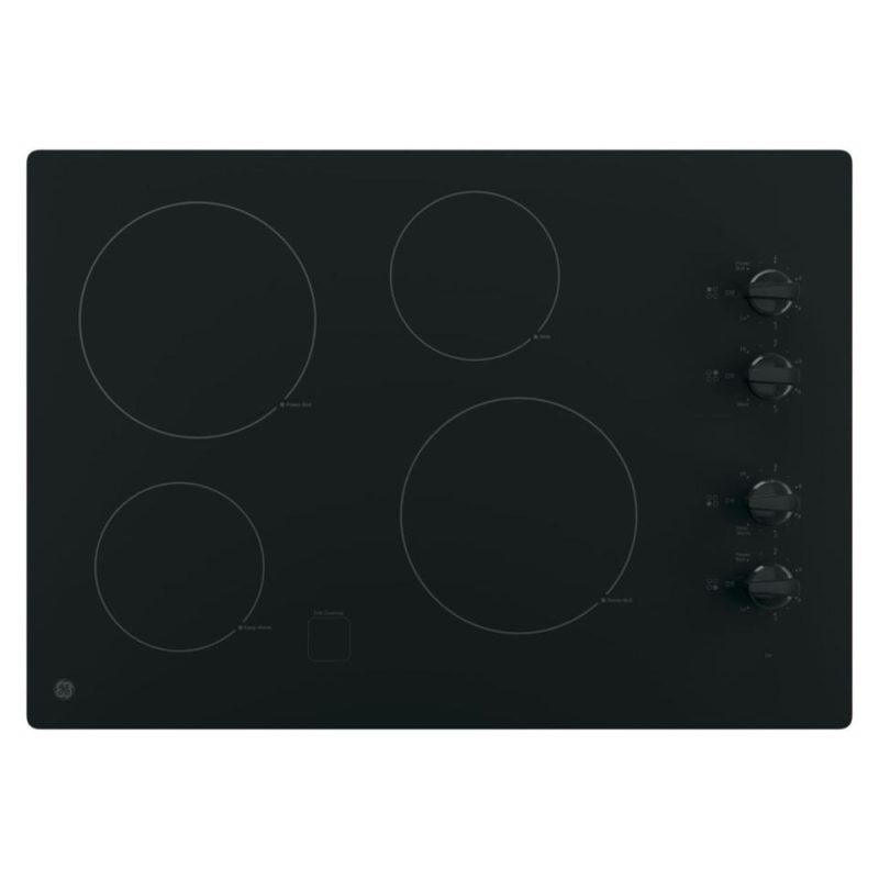 Electric |  GE 30” Built-In Knob Control Electric Cooktop with Black Trim – JP3030DJBB Black Cooktops Black