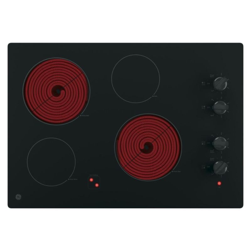 Electric |  GE 30” Built-In Knob Control Electric Cooktop with Black Trim – JP3030DJBB Black Cooktops Black