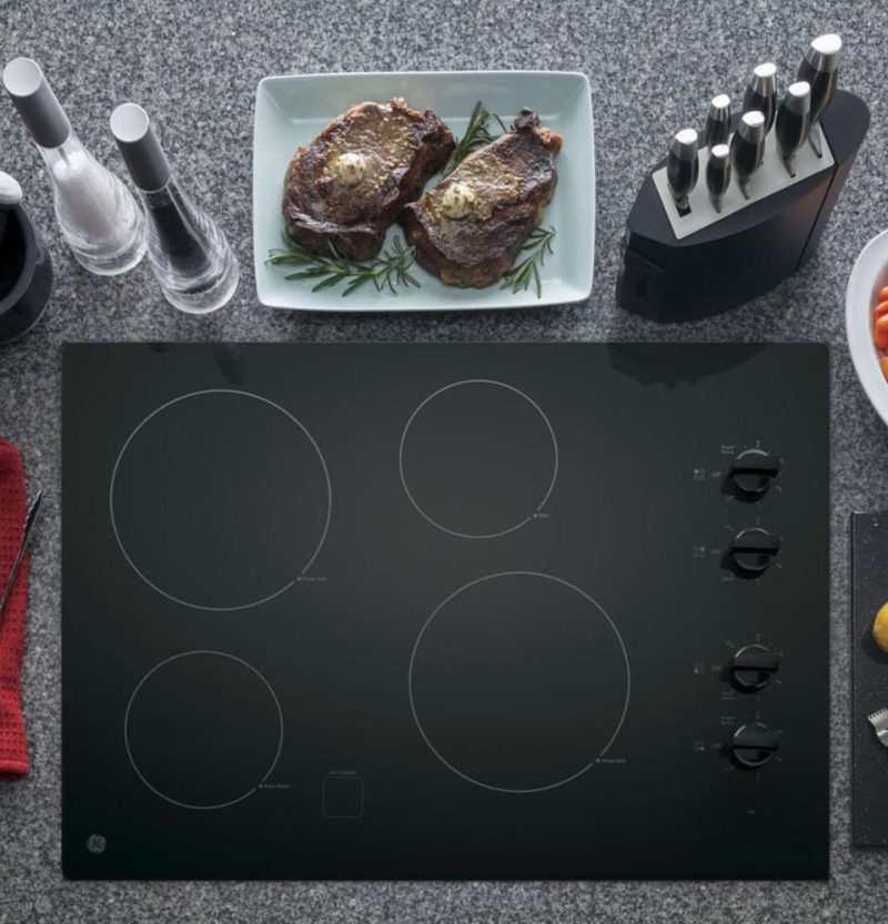 Electric |  GE 30” Built-In Knob Control Electric Cooktop with Black Trim – JP3030DJBB Black Cooktops Black