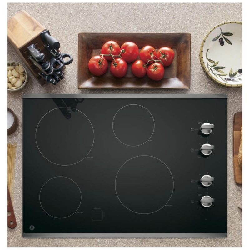 Electric |  GE 30” Built-In Knob Control Electric Cooktop with Stainless Steel Trim – JP3030SJSS Black Cooktops Black