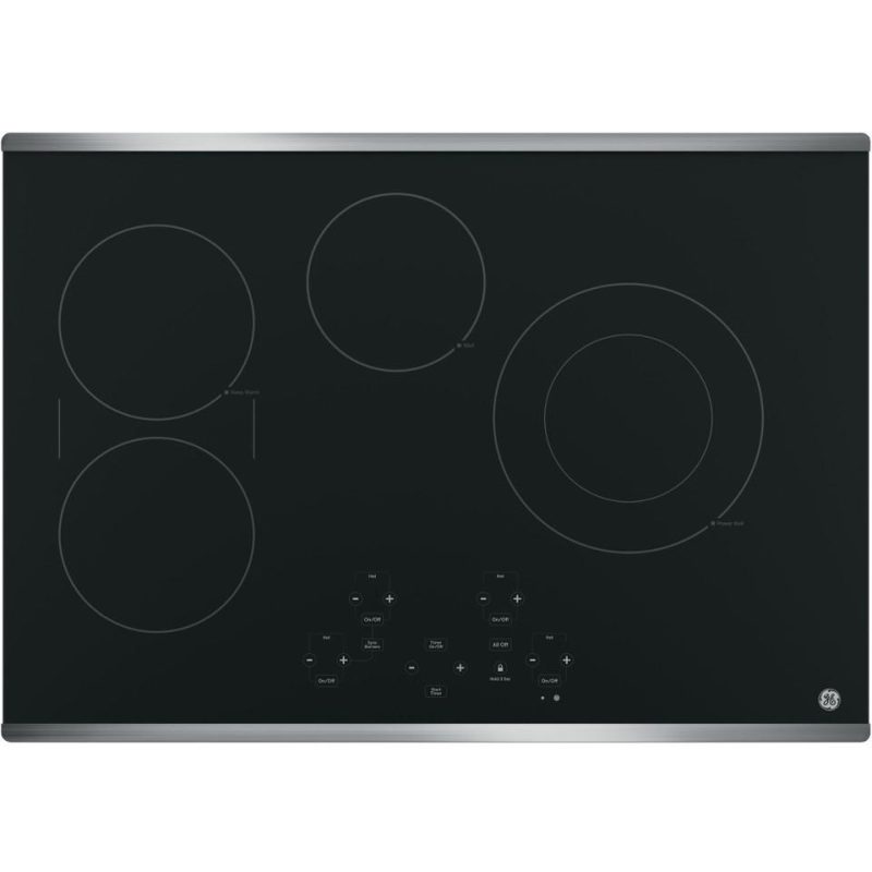 Electric |  GE 30” Built-In Touch Control Electric Cooktop with Stainless Steel Trim – JP5030SJSS Black Cooktops Black