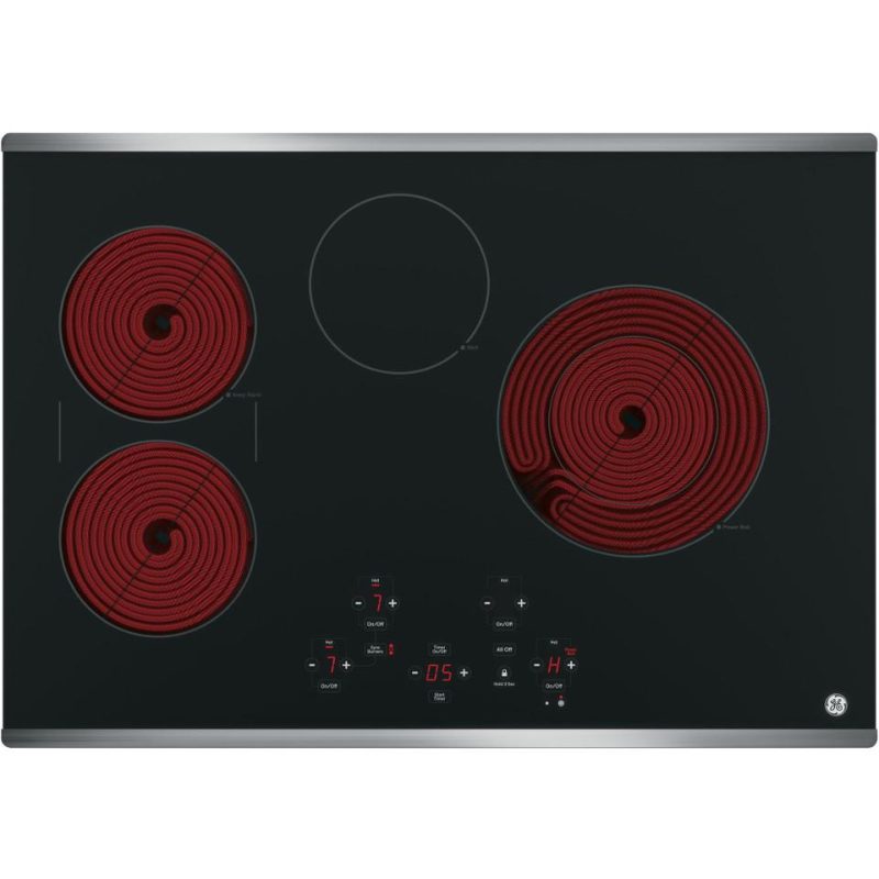 Electric |  GE 30” Built-In Touch Control Electric Cooktop with Stainless Steel Trim – JP5030SJSS Black Cooktops Black