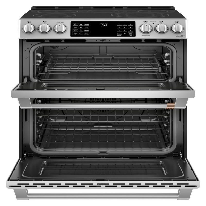 Electric Ranges |  Cafe 30 in. 6.7 cu. ft. Smart Slide-In Double Oven Electric Range with Convection in Stainless Steel – CES750P2MS1 Stainless Steel Electric Ranges Electric Ranges