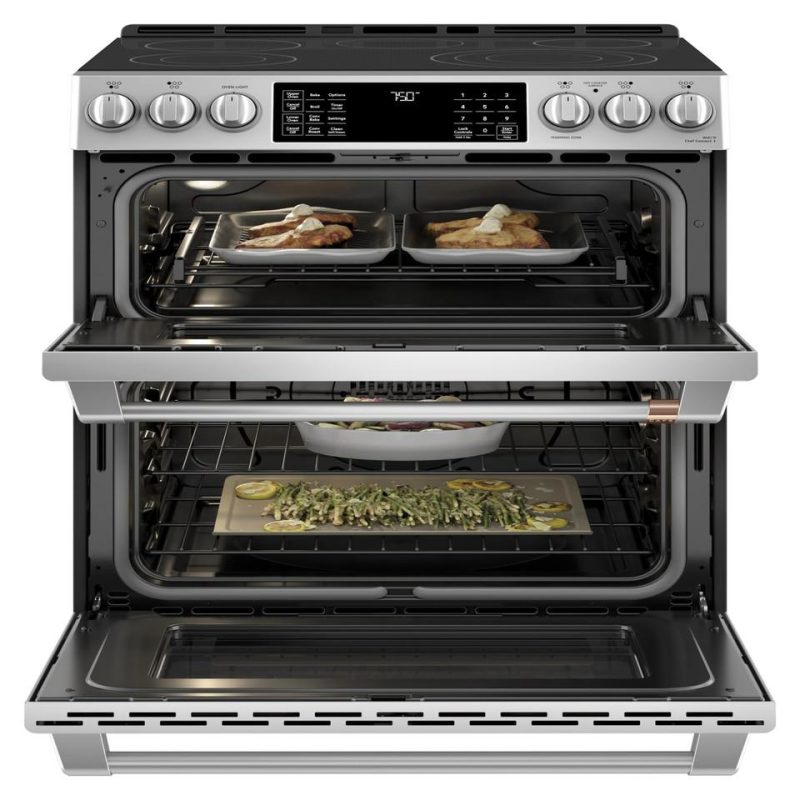 Electric Ranges |  Cafe 30 in. 6.7 cu. ft. Smart Slide-In Double Oven Electric Range with Convection in Stainless Steel – CES750P2MS1 Stainless Steel Electric Ranges Electric Ranges