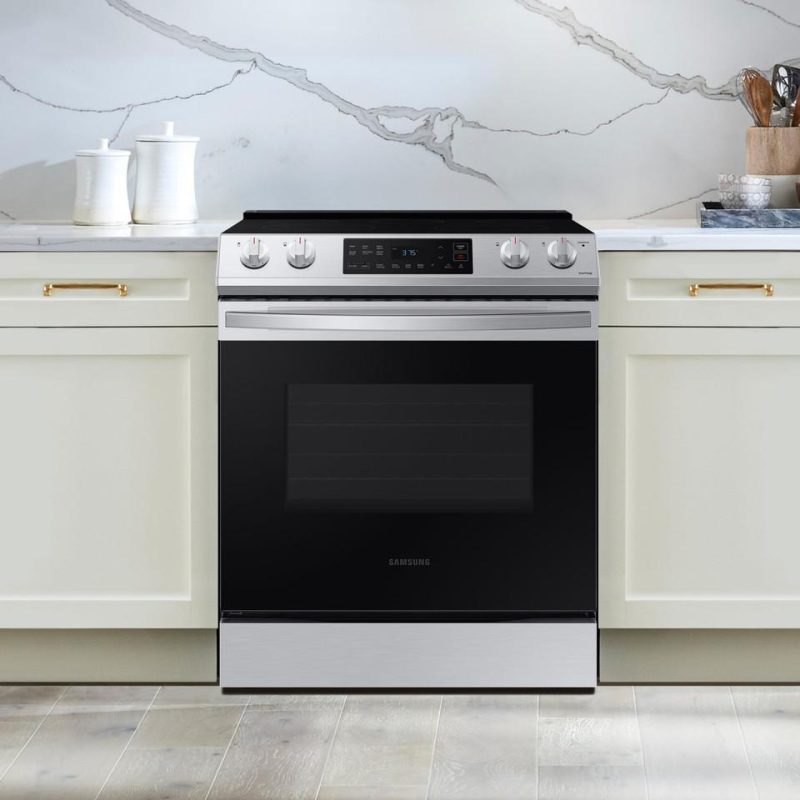 Electric Ranges |  Samsung 6.3 cu ft. Front Control Slide-in Electric Range with Wi-Fi – NE63T8111SS Stainless Steel Electric Ranges Electric Ranges