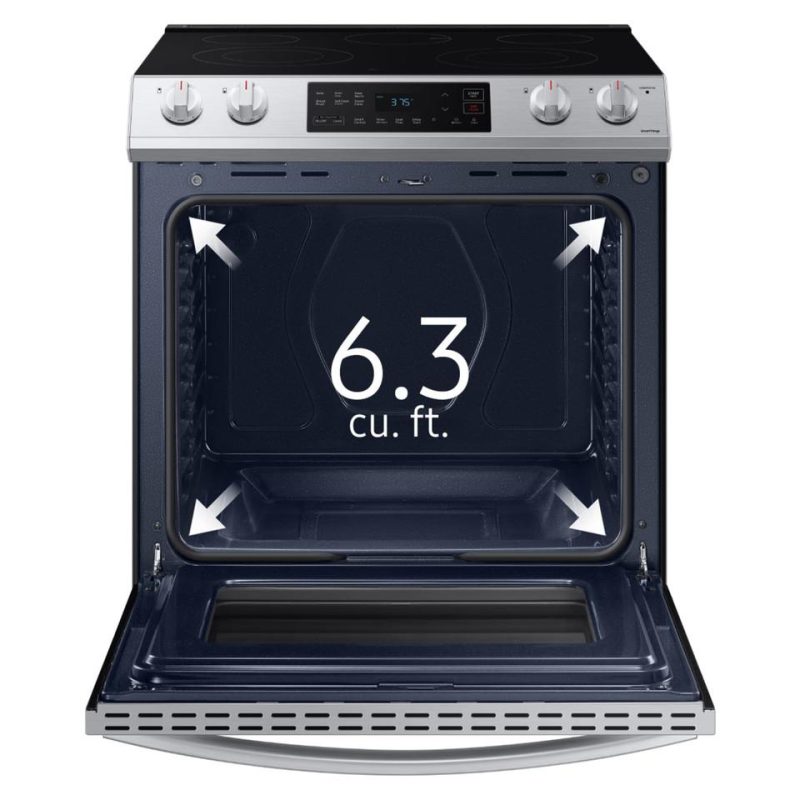 Electric Ranges |  Samsung 6.3 cu ft. Front Control Slide-in Electric Range with Wi-Fi – NE63T8111SS Stainless Steel Electric Ranges Electric Ranges