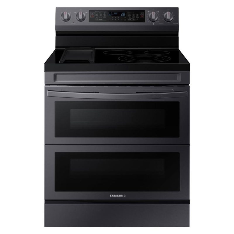 Electric Ranges |  Samsung 6.3 cu. ft. Smart Freestanding Electric Range with Flex Duo™, No Preheat Air Fry & Griddle in Black Stainless Steel – NE63A6751SG Black Electric Ranges Black