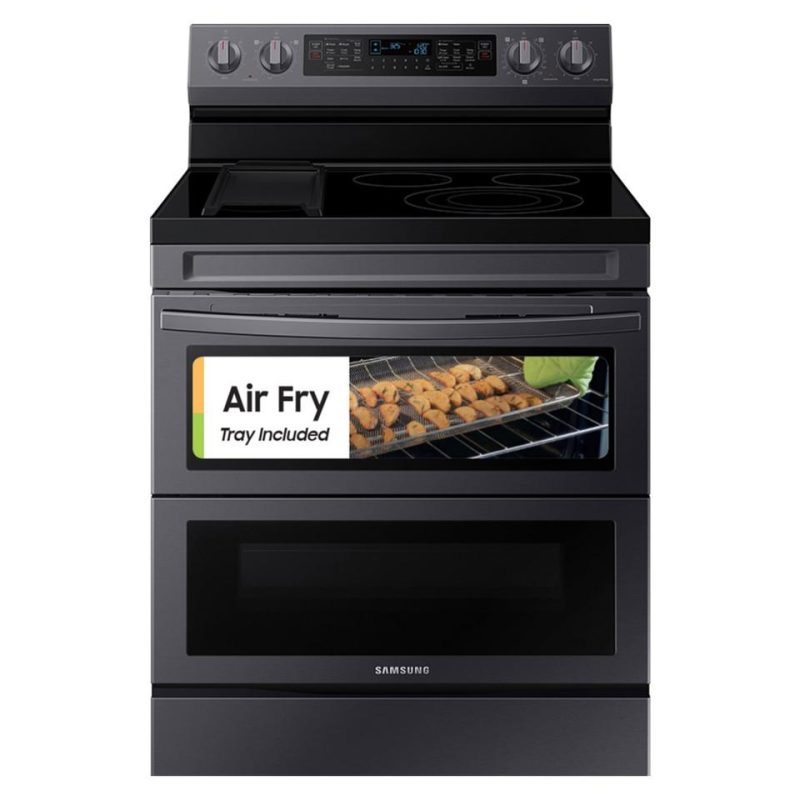 Electric Ranges |  Samsung 6.3 cu. ft. Smart Freestanding Electric Range with Flex Duo™, No Preheat Air Fry & Griddle in Black Stainless Steel – NE63A6751SG Black Electric Ranges Black