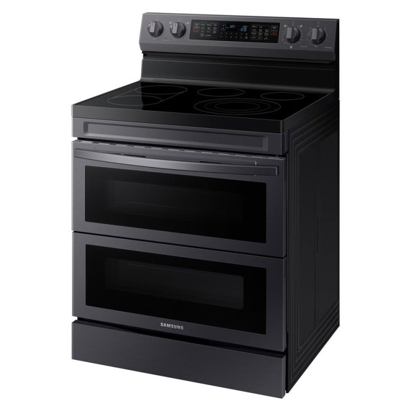 Electric Ranges |  Samsung 6.3 cu. ft. Smart Freestanding Electric Range with Flex Duo™, No Preheat Air Fry & Griddle in Black Stainless Steel – NE63A6751SG Black Electric Ranges Black