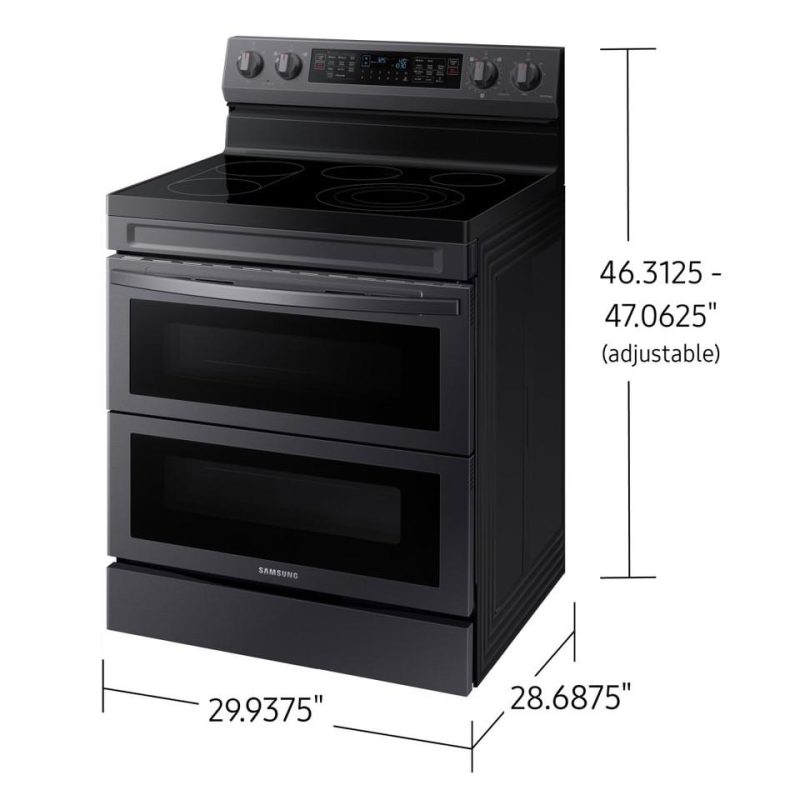 Electric Ranges |  Samsung 6.3 cu. ft. Smart Freestanding Electric Range with Flex Duo™, No Preheat Air Fry & Griddle in Black Stainless Steel – NE63A6751SG Black Electric Ranges Black