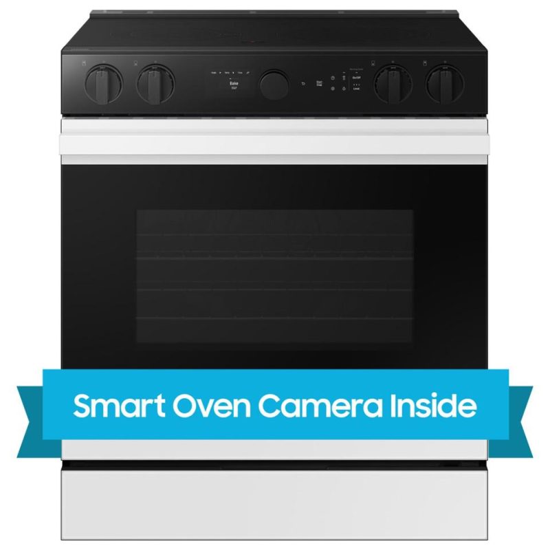 Electric Ranges |  Samsung Bespoke Smart Slide-In Electric Range 6.3 cu. ft. with Smart Oven Camera & Illuminated Precision Knobs – NSE6DB870012 White Electric Ranges Electric Ranges