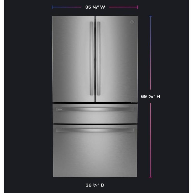 French Door Refrigerators |  GE Profile™ Series ENERGY STAR® 29 Cu. Ft. Smart Fingerprint Resistant 4-Door French-Door Refrigerator with Door In Door – PGD29BYTFS Stainless Steel French Door Refrigerators French Door Refrigerators