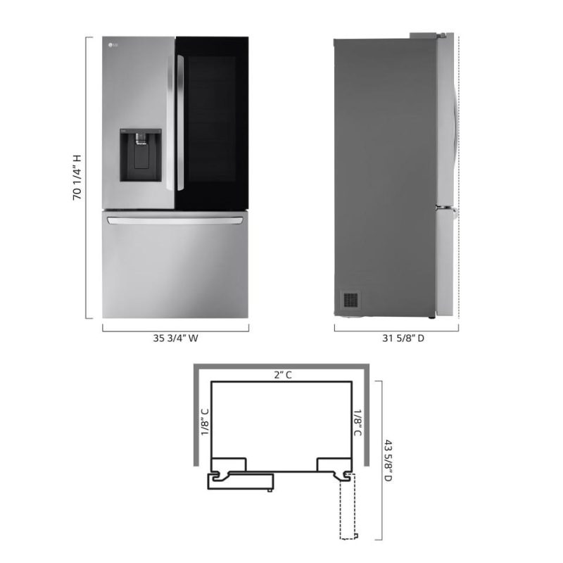 French Door Refrigerators |  LG 26 cu. ft. Smart InstaView Counter-Depth French Door Refrigerator – LRFOC2606S Stainless Steel French Door Refrigerators French Door Refrigerators