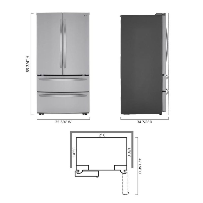 French Door Refrigerators |  LG 27 cu. ft. French Door Refrigerator – LMWS27626S Stainless Steel French Door Refrigerators French Door Refrigerators