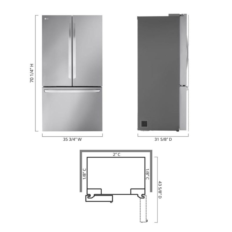 French Door Refrigerators |  LG 27 cu. ft. Smart Counter-Depth Max Refrigerator – LRFLC2706S Stainless Steel French Door Refrigerators French Door Refrigerators