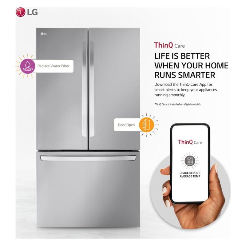 French Door Refrigerators |  LG 27 cu. ft. Smart Counter-Depth Max Refrigerator – LRFLC2706S Stainless Steel French Door Refrigerators French Door Refrigerators