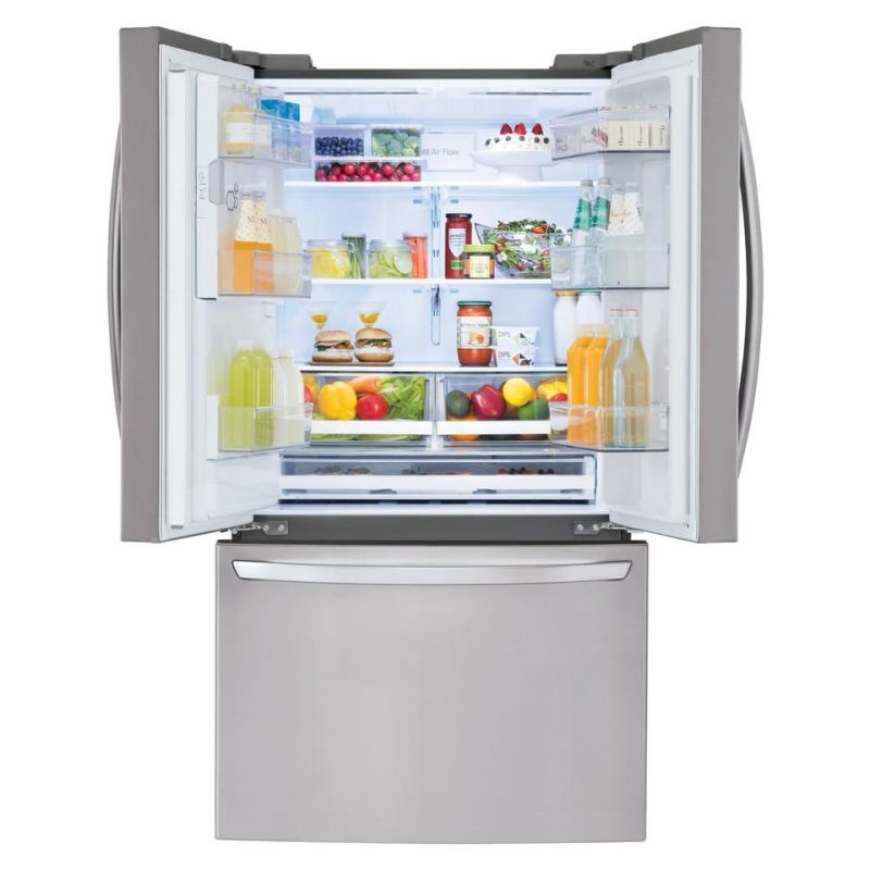 French Door Refrigerators |  LG 28 cu.ft 3 Door French Door, Standard Depth, Ice and Water with Single Ice – LRFS28XBS Stainless Steel French Door Refrigerators French Door Refrigerators