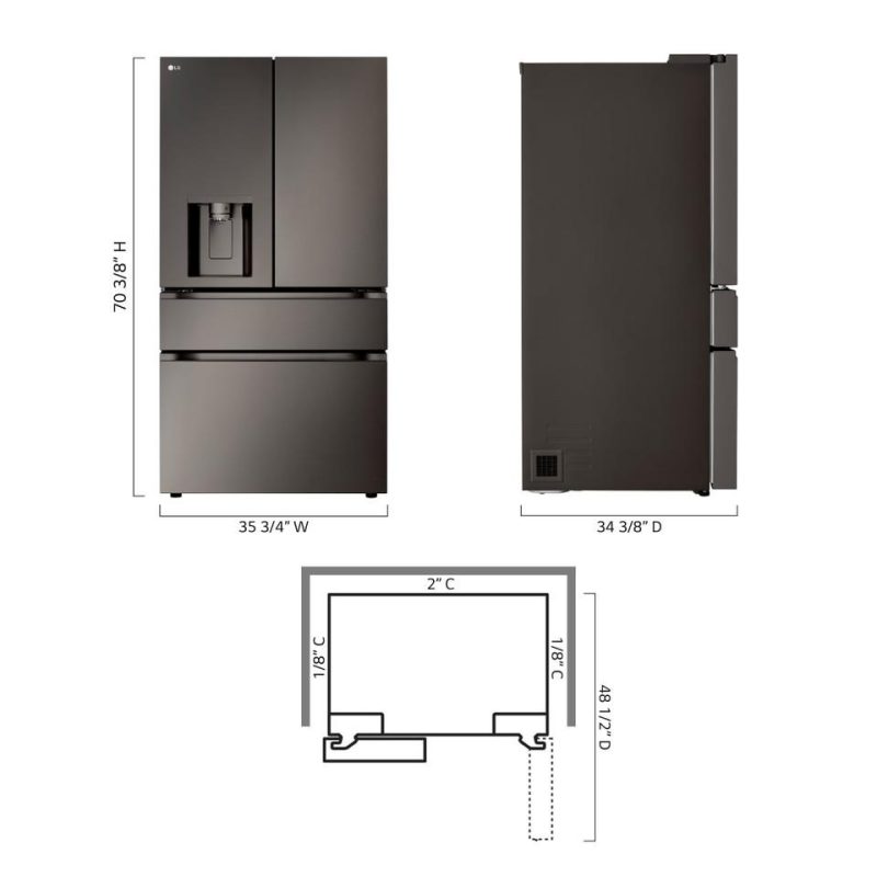 French Door Refrigerators |  LG 29 cu. ft. Smart Standard-Depth MAX™ 4-Door French Door Refrigerator with Full-Convert Drawer – LF29S8330D Black French Door Refrigerators Black