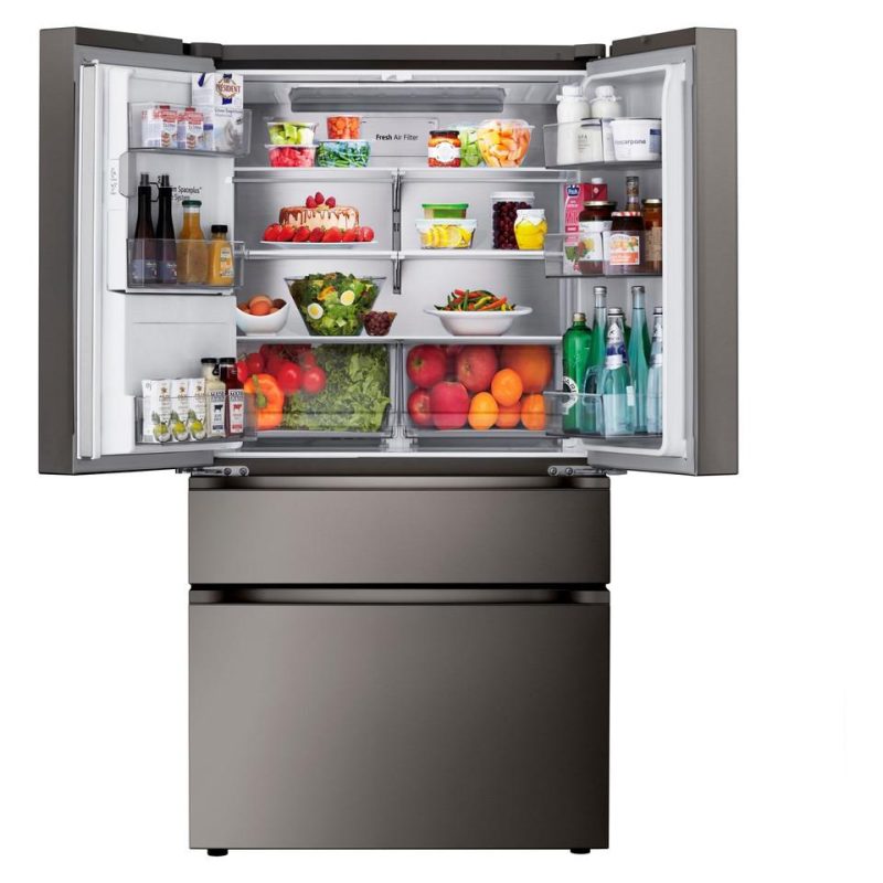 French Door Refrigerators |  LG 29 cu. ft. Smart Standard-Depth MAX™ 4-Door French Door Refrigerator with Full-Convert Drawer – LF29S8330D Black French Door Refrigerators Black