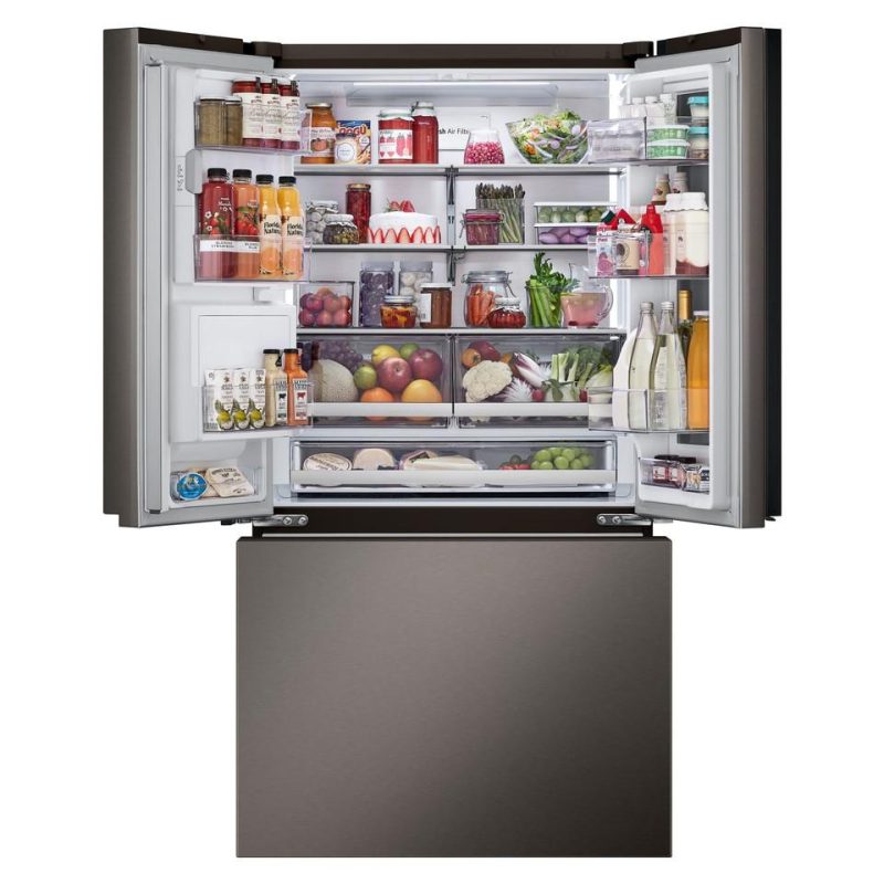 French Door Refrigerators |  LG 30.7 cu. ft. PrintProof Black Stainless Steel French Door Refrigerator – LRYKS3106D Black French Door Refrigerators Black