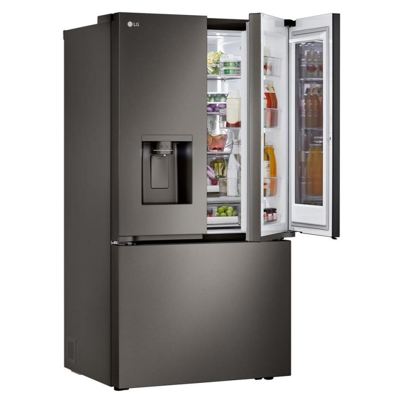 French Door Refrigerators |  LG 30.7 cu. ft. PrintProof Black Stainless Steel French Door Refrigerator – LRYKS3106D Black French Door Refrigerators Black