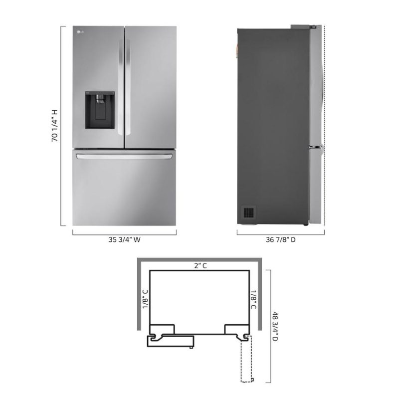 French Door Refrigerators |  LG 30.7 cu. ft. Standard Depth MAX Refrigerator – LRFXS3106S Stainless Steel French Door Refrigerators French Door Refrigerators