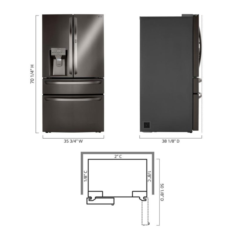 French Door Refrigerators |  LG 30 cu. ft. Smart Refrigerator with Craft Ice™ Maker – LRMDS3006D Black French Door Refrigerators Black