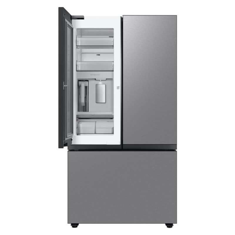 French Door Refrigerators |  Samsung Bespoke 30 cu. ft. 3-Door French Door Refrigerator with Beverage Center in Stainless Steel – RF30BB6600QL Stainless Steel French Door Refrigerators French Door Refrigerators