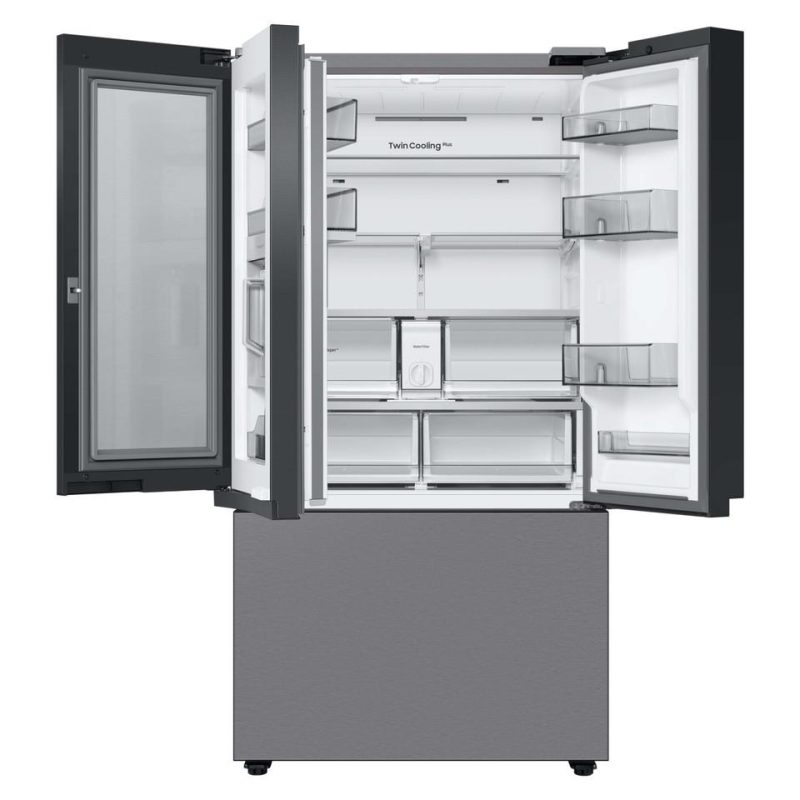 French Door Refrigerators |  Samsung Bespoke 30 cu. ft. 3-Door French Door Refrigerator with Beverage Center in Stainless Steel – RF30BB6600QL Stainless Steel French Door Refrigerators French Door Refrigerators