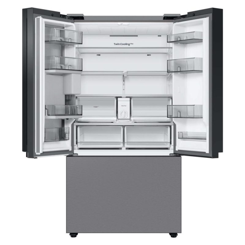 French Door Refrigerators |  Samsung Bespoke 30 cu. ft. 3-Door French Door Refrigerator with Beverage Center in Stainless Steel – RF30BB6600QL Stainless Steel French Door Refrigerators French Door Refrigerators