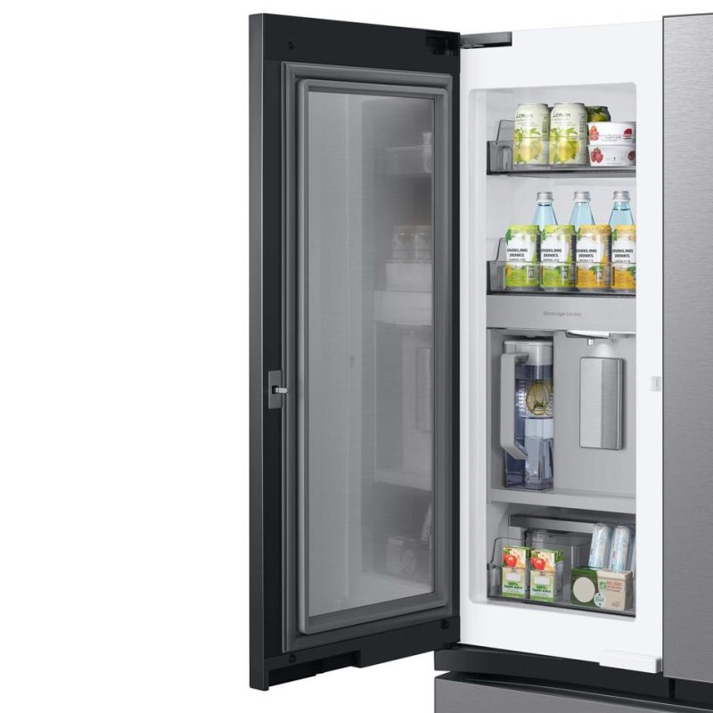 French Door Refrigerators |  Samsung Bespoke 30 cu. ft. 3-Door French Door Refrigerator with Beverage Center in Stainless Steel – RF30BB6600QL Stainless Steel French Door Refrigerators French Door Refrigerators