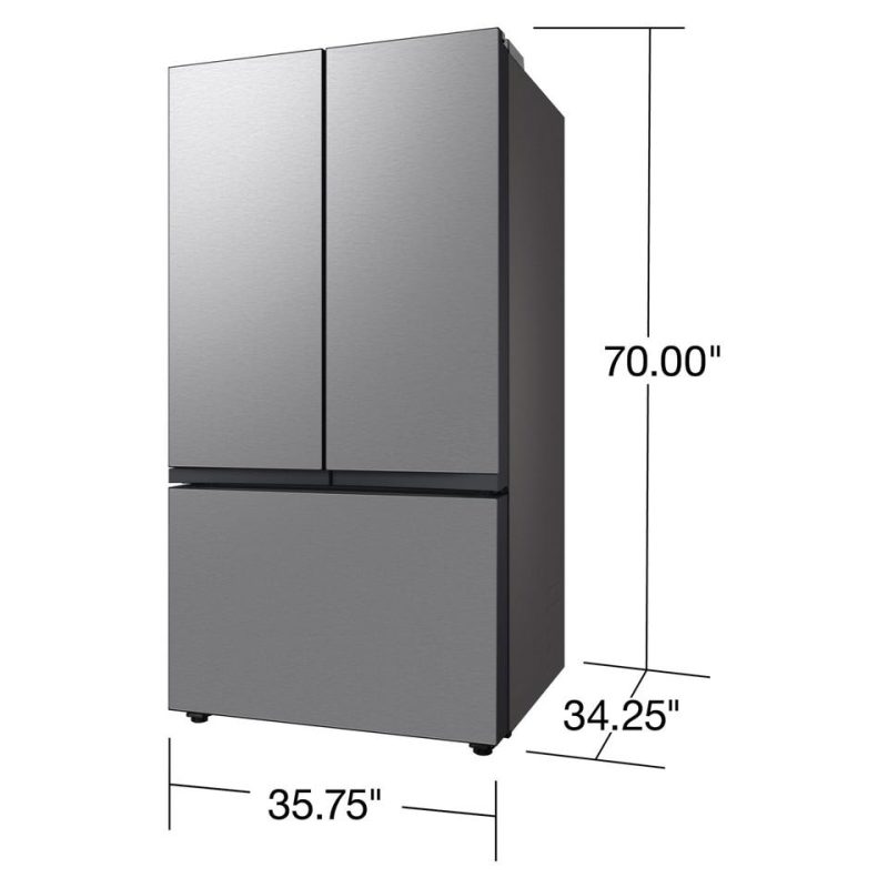 French Door Refrigerators |  Samsung Bespoke 30 cu. ft. 3-Door French Door Refrigerator with Beverage Center in Stainless Steel – RF30BB6600QL Stainless Steel French Door Refrigerators French Door Refrigerators