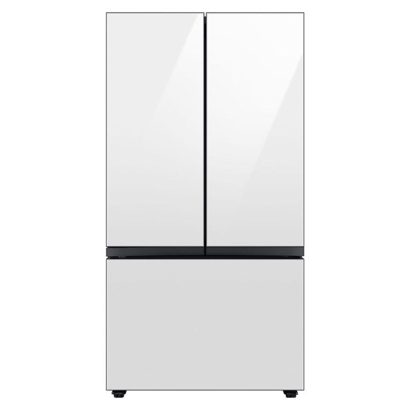 French Door Refrigerators |  Samsung Bespoke 30 cu. ft. 3-Door French Door Refrigerator with Beverage Center in White Glass – RF30BB660012 White French Door Refrigerators French Door Refrigerators