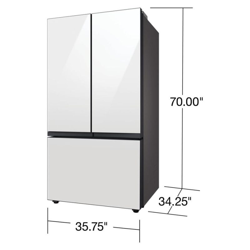 French Door Refrigerators |  Samsung Bespoke 30 cu. ft. 3-Door French Door Refrigerator with Beverage Center in White Glass – RF30BB660012 White French Door Refrigerators French Door Refrigerators