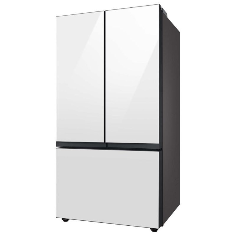 French Door Refrigerators |  Samsung Bespoke 30 cu. ft. 3-Door French Door Refrigerator with Beverage Center in White Glass – RF30BB660012 White French Door Refrigerators French Door Refrigerators