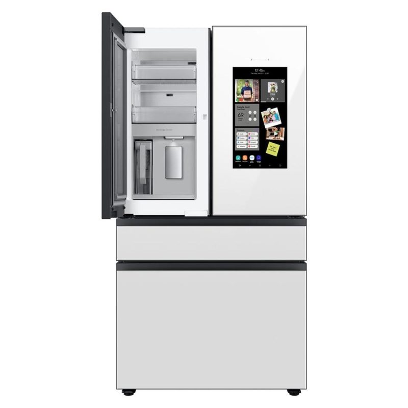 French Door Refrigerators |  Samsung Bespoke 4-Door French Door Refrigerator (29 cu. ft.) with Family Hub White Glass – RF29BB890012 White French Door Refrigerators French Door Refrigerators