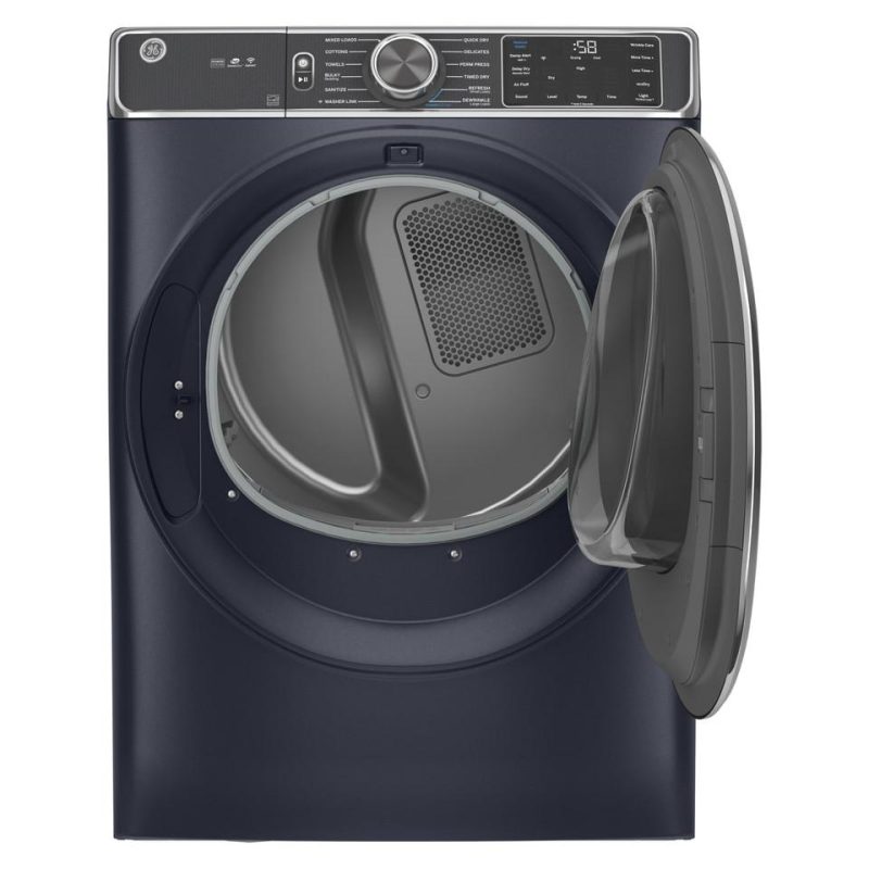 Gas Dryers |  GE® 7.8 cu. ft. Smart Front Load Gas Dryer with Steam – GFD85GSPNRS Blue Gas Dryers Blue