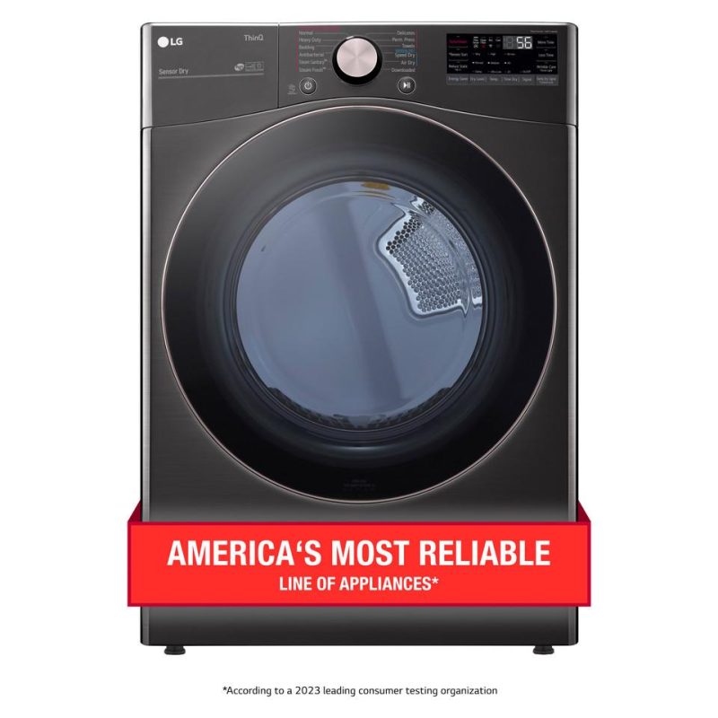 Gas Dryers |  LG 7.4 cu. ft. Ultra Large Capacity Smart wi-fi Enabled Front Load Gas Dryer with TurboSteam™ and Built-In Intelligence – DLGX4001B Black Washers & Dryers Black