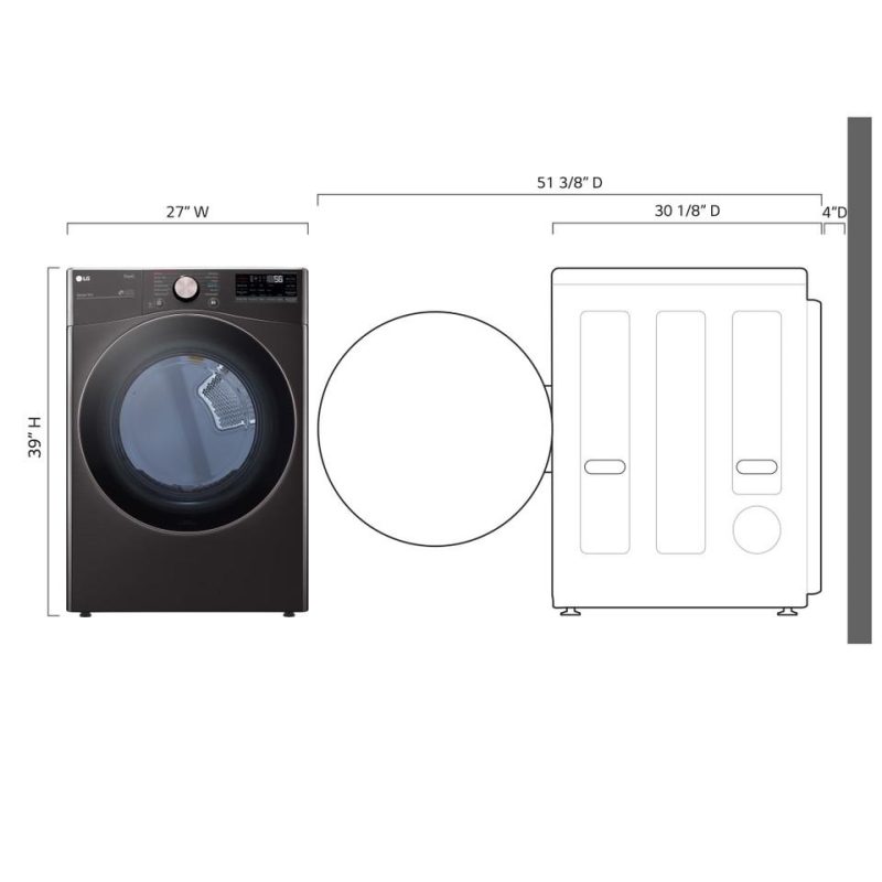 Gas Dryers |  LG 7.4 cu. ft. Ultra Large Capacity Smart wi-fi Enabled Front Load Gas Dryer with TurboSteam™ and Built-In Intelligence – DLGX4001B Black Washers & Dryers Black