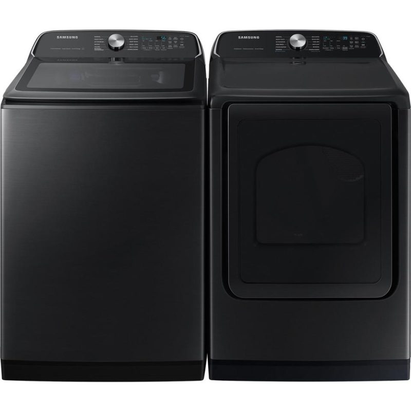 Gas Dryers |  Samsung 7.4 cu. ft. Smart Gas Dryer with Steam Sanitize+ – DVG55CG7100V Black Gas Dryers Black