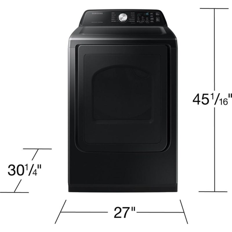 Gas Dryers |  Samsung 7.4 cu. ft. Smart Gas Dryer with Steam Sanitize+ – DVG55CG7100V Black Gas Dryers Black