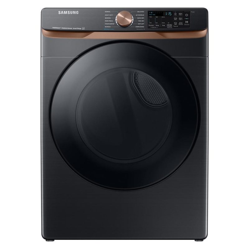 Gas Dryers |  Samsung 7.5 cu. ft. Smart Gas Dryer in Brushed Black with Steam Sanitize+ and Sensor Dry – DVG50BG8300V Black Gas Dryers Black