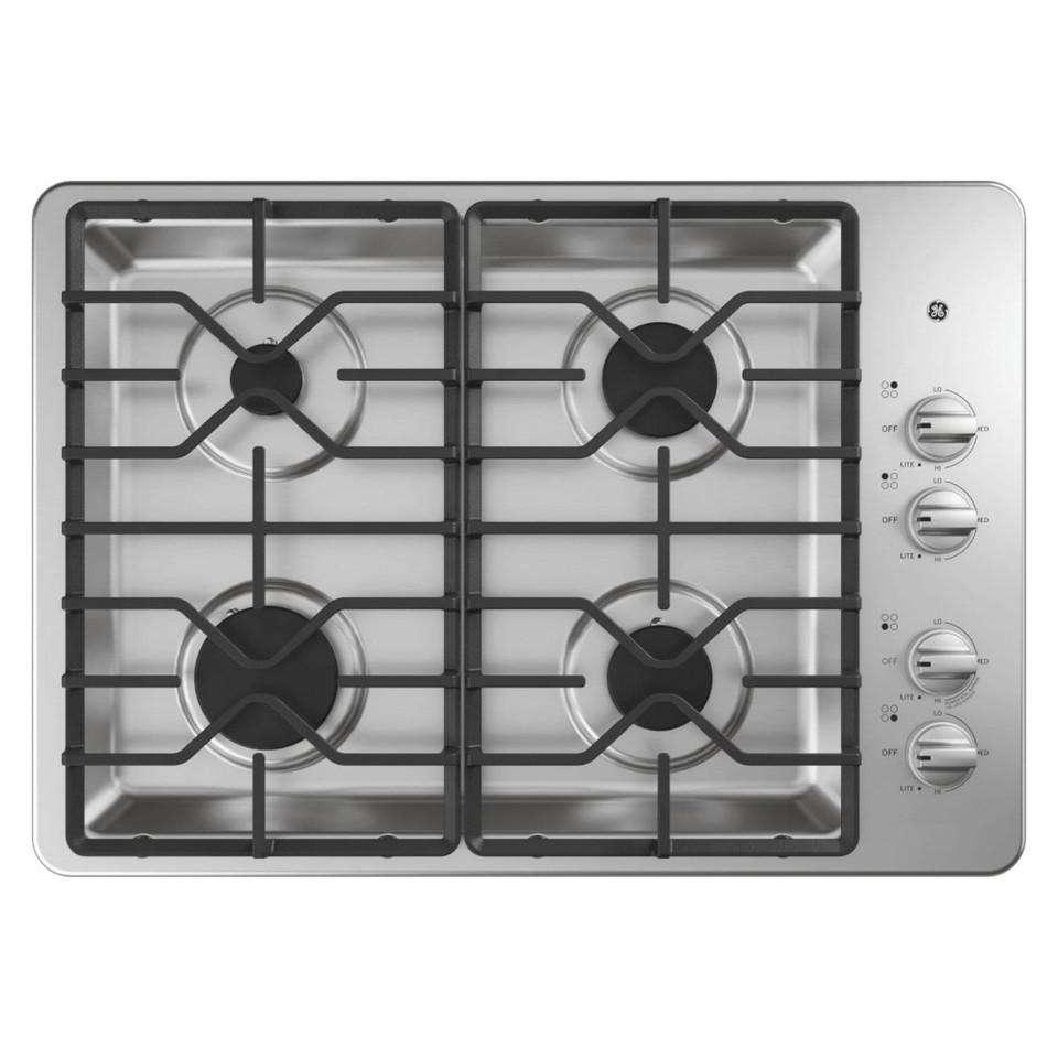 Gas |  GE 30” Built-In Gas Cooktop in Stainless Steel – JGP3030SLSS Stainless Steel Cooktops Gas