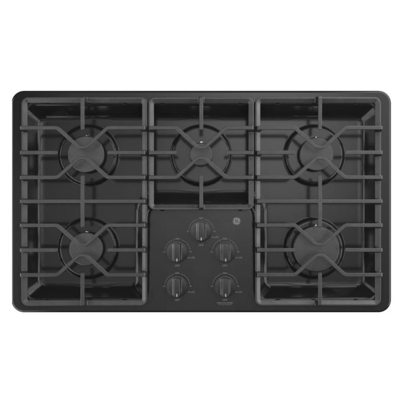 Gas |  GE 36” Built-In Gas Cooktop in Black – JGP3036DLBB Black Cooktops Black