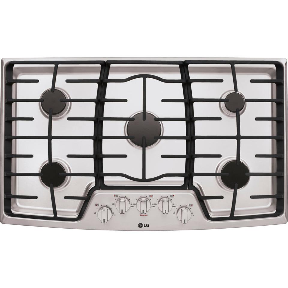 Gas |  LG 36”  Stainless Steel Gas Cooktop with SuperBoil™ – LCG3611ST Stainless Steel Cooktops Gas