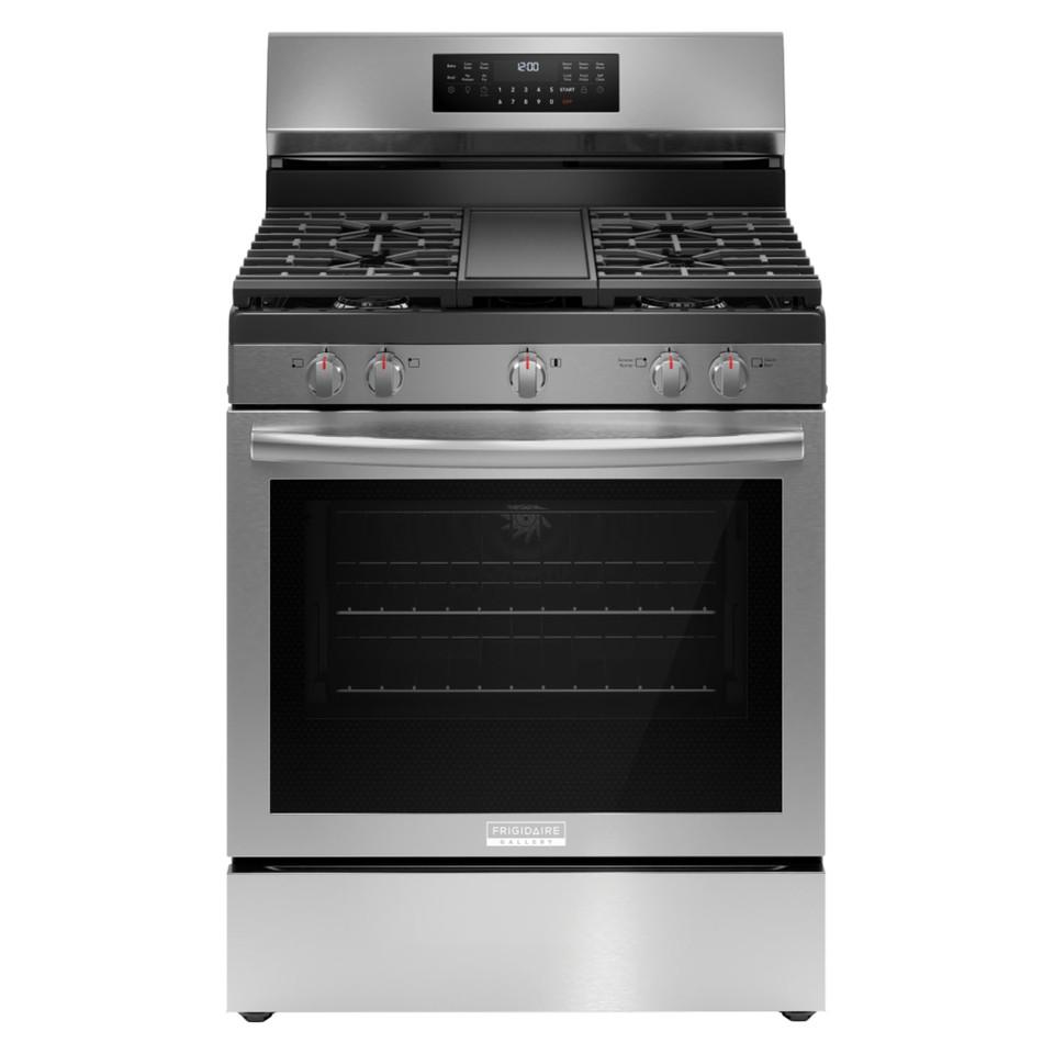 Gas Ranges |  Frigidaire Gallery 30” Rear Control Gas Range with Total Convection – GCRG3060BF Stainless Steel Gas Ranges Gas Ranges