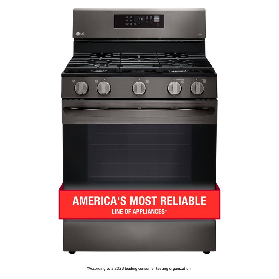 Gas Ranges |  LG 5.8 cu. ft. Gas Single Oven with Air Fry – LRGL5823D Black Gas Ranges Black