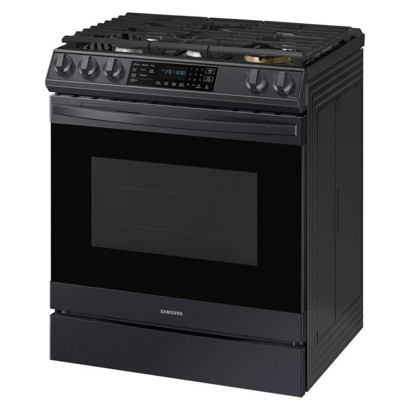 Gas Ranges |  Samsung 6.0 cu. ft. Front Control Slide-in Gas Range with Air Fry – NX60T8511SG Black Gas Ranges Black