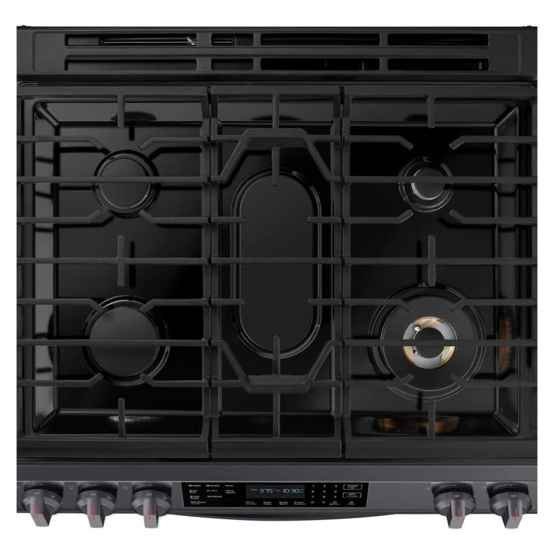 Gas Ranges |  Samsung 6.0 cu. ft. Front Control Slide-in Gas Range with Air Fry – NX60T8511SG Black Gas Ranges Black